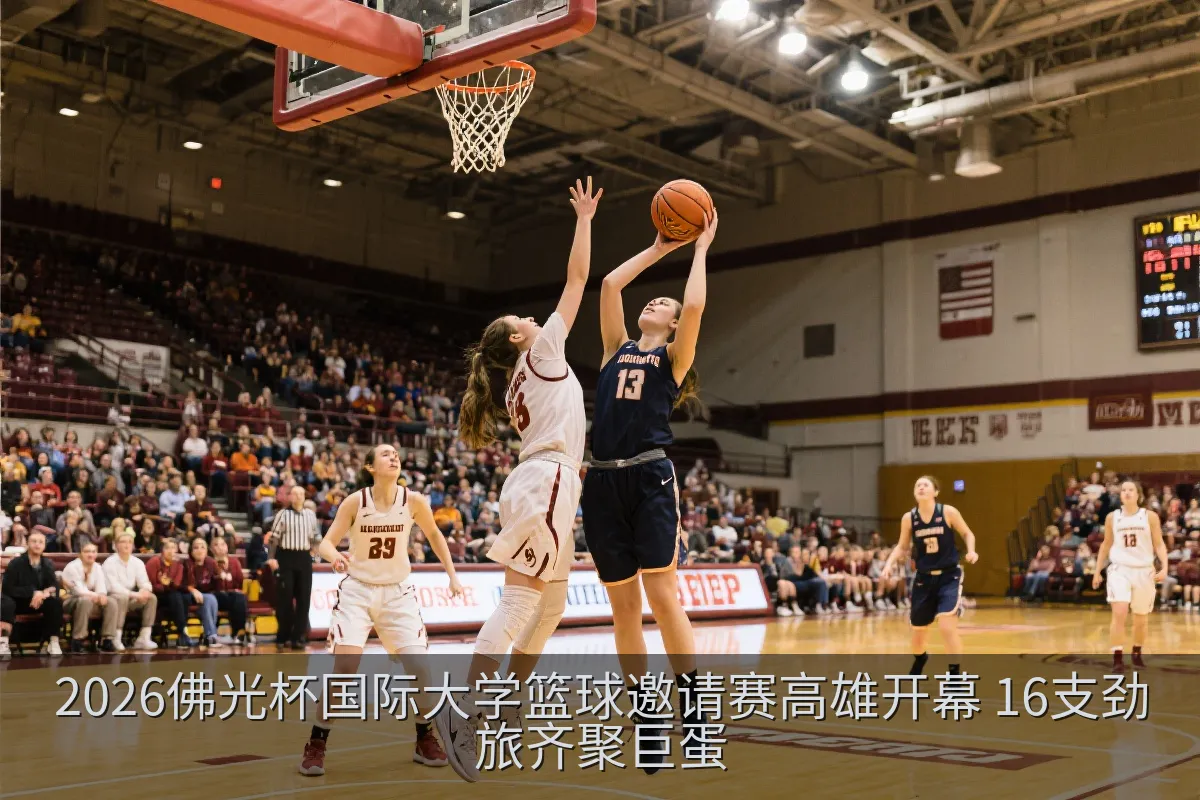 女子大学篮球比赛在室内球馆开打，球员奋力争抢篮球